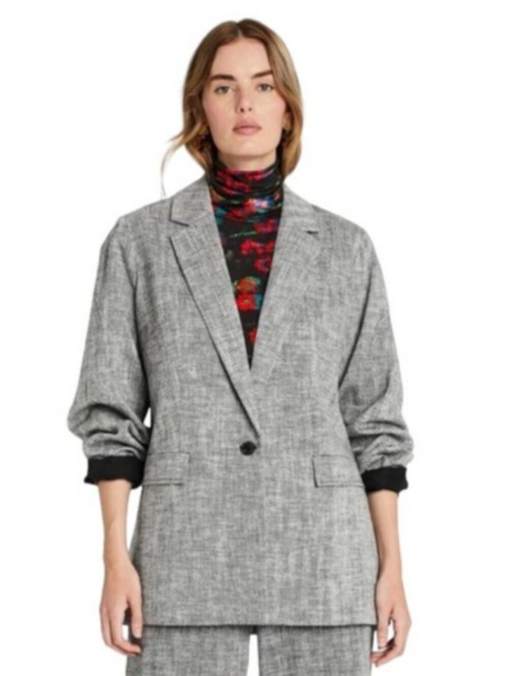 Rachel Comey Linen-Blend One-Button Oversized Tweed Blazer Size M